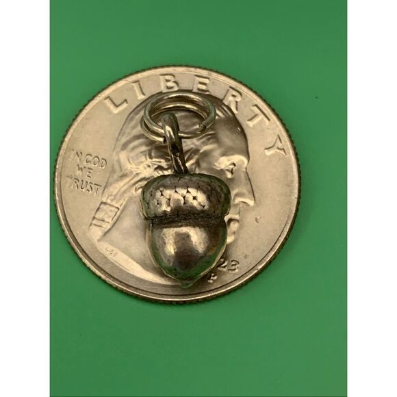 Acorn Sterling Silver Jewelry Charm. #fall #squirrel - Picture 3 of 4